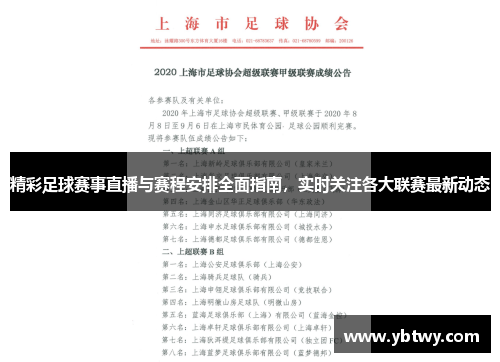 精彩足球赛事直播与赛程安排全面指南，实时关注各大联赛最新动态